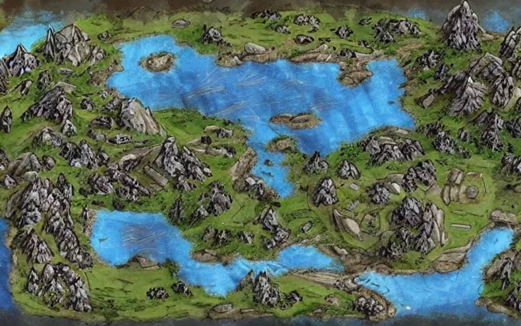 Prompt: landscape, video games, elder scrolls, skyrim, whiterun, morrowind, blades, swords, fantasy, dragons, mountains, fields, trees, retro, tall trees, river, water, color blue, color green, ariel view, blue sky, bright blue, bright green, battle, warriors, mages, wizards, witches, orcs, trolls, fantasy city in the distance, day time, bright, 80s dark fantasy film, 80s dark medieval film, 80s fantasy film, 80s medieval film, fantasy village, fantasy castle, fantasy stronghold, fantasy city, fantasy video game, townsfolk, dragons