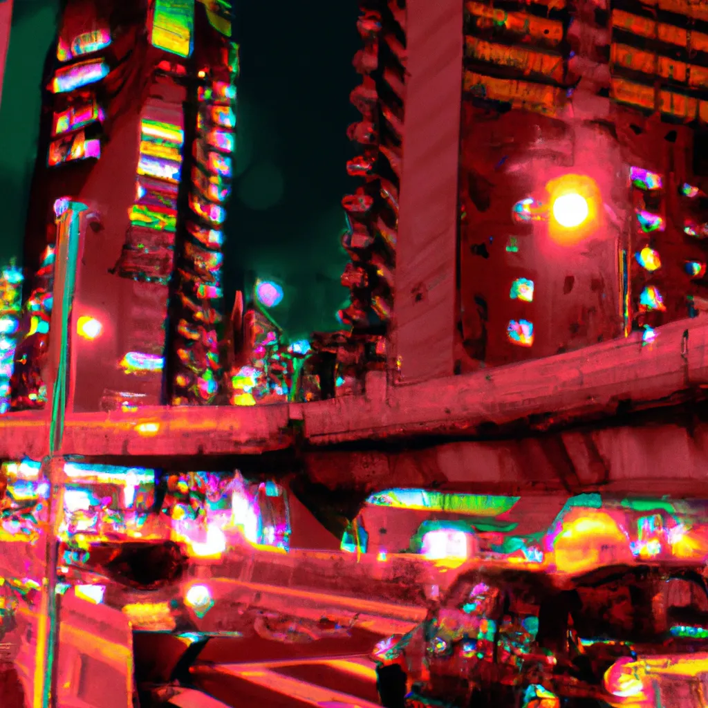 Prompt: multicolor photo of a street in Tokyo at night created at future in 4k ultra high resolution, with feeling of fun