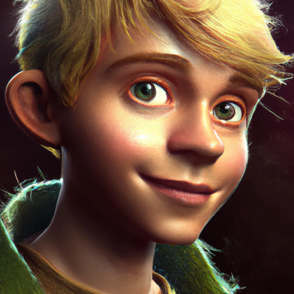 Prompt: Disney Pixar Peter pan portrait, blonde hair, green eyes, photorealistic, perfect composition, beautifully handsome detailed intricate insanely detailed octane render trending on artstation, 8 k artistic photography, photorealistic concept art, soft natural volumetric cinematic perfect light, chiaroscuro, award - winning photograph, masterpiece, oil on canvas, raphael, caravaggio, greg rutkowski, beeple, beksinski, giger, moody lighting, 8 k resolution, octane render, trending on artstation, by h. r. giger and greg rutkowski, haze, ultra-detailed, film photography, light leaks, Larry Bud Melman, trending on artstation, sharp focus, studio photo, intricate details, highly detailed, by greg rutkowski, Nikon D3100 | ISO 450 | focal length 50 mm (Sigma 50mm f1.5) | aperture f/4 | exposure time 1/250 Sec (DRI)