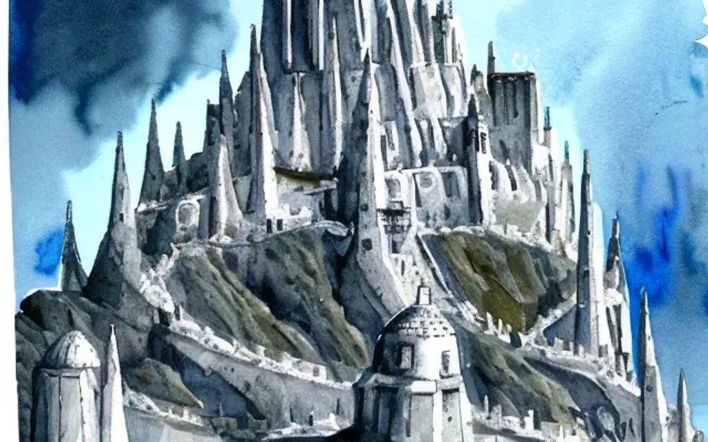 minas tirith watercolour