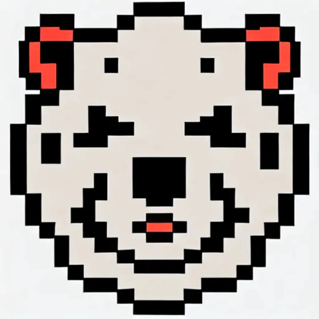 Prompt: pixel art, bear, centered, smooth, white background, vector illustration, hyperrealistic