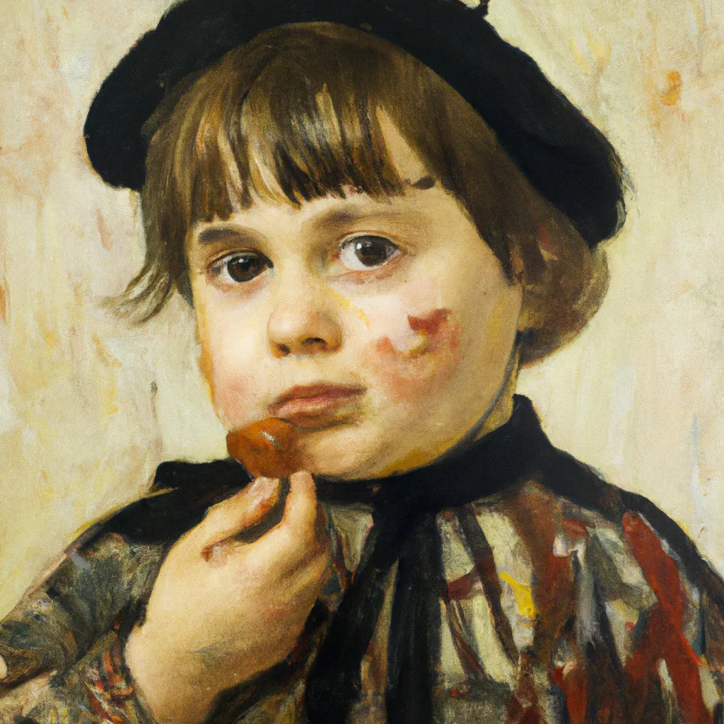 Prompt: Young Child With Chocolate Covered Face, by Pierre-Auguste Renoir