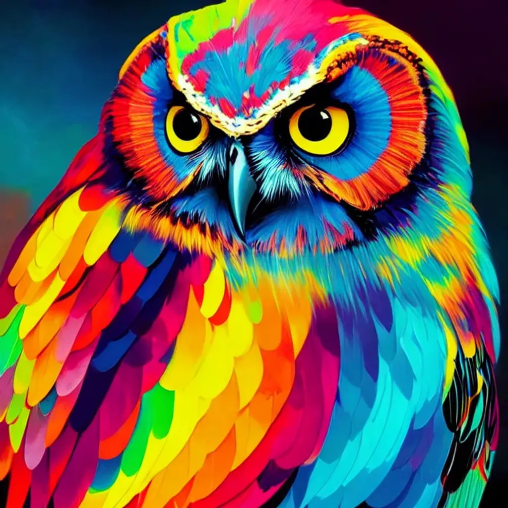 Prompt: owl, colorful, HD digital art portrait, vibrant, detailed, tristan eaton, ilya kuvshinov, francoise nielly, hd fine art, modern art portrait, line art, full color, hyperrealism, fine art portrait
