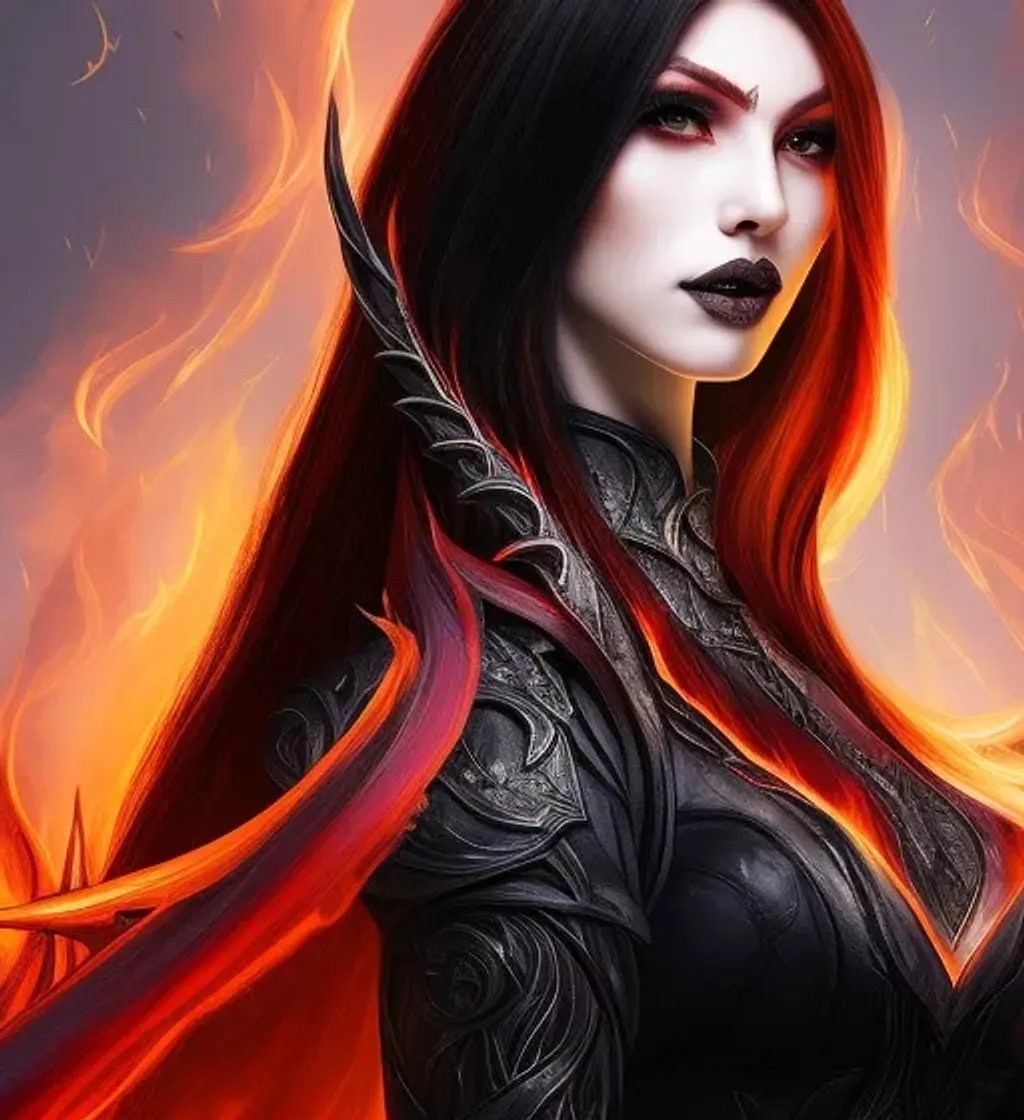 Prompt: sorceress with hair of flames | wearing embers and ashes | symmetrical facial features, accurate anatomy, sharp focus, soft colors, textured brushstrokes, 8K | fantasy, aetherpunk, fantasycore, fairycore, flames | by: CGSociety, ArtGerm, WLOP, Laura Sava