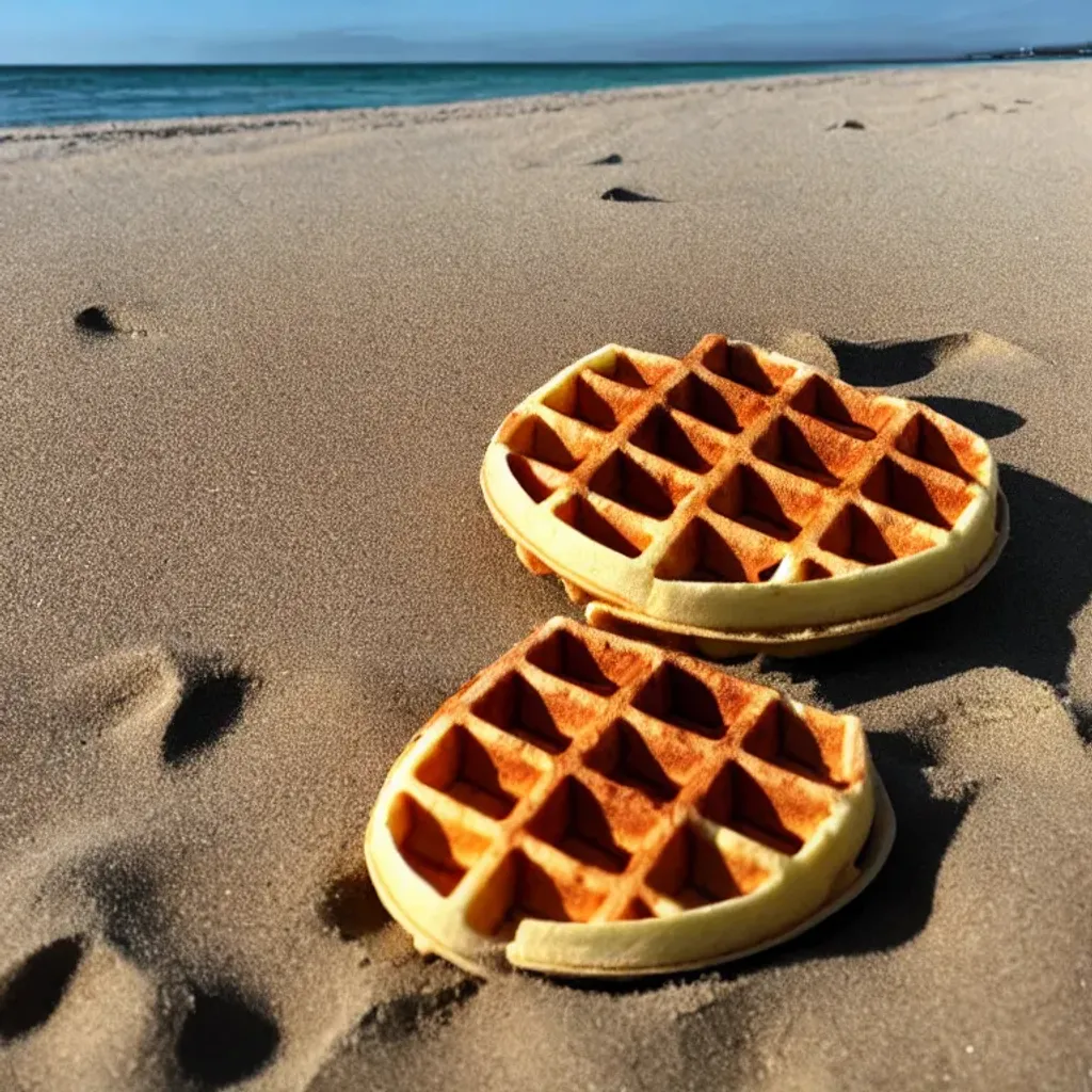 Prompt: waffle on the beach