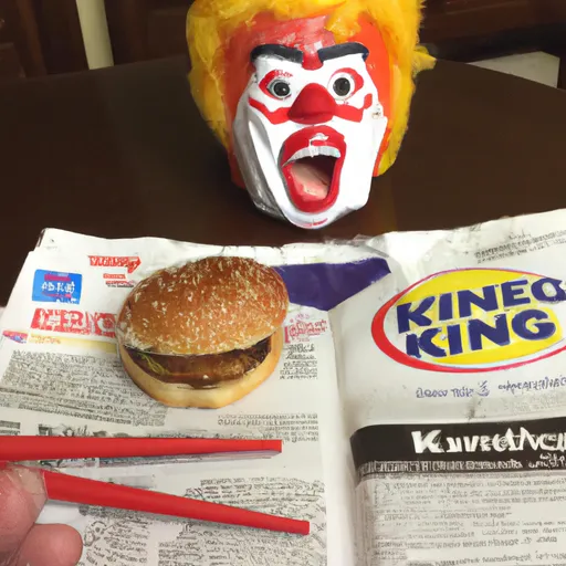 Prompt: Ronald MxDonald endorsing Burger King as a joke well eating sushi from Wendy’s, ad campaign from the 2010’s