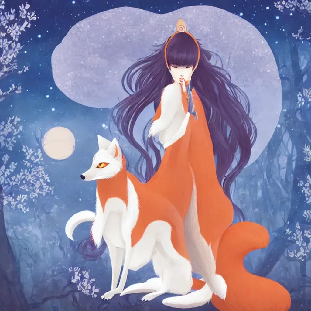 Prompt: Create an illustration of a Kitsune shapeshifting fox girl standing in an Elden Ring environment, featuring a Japanese Kitsune mask and surrounded by the underground city's signature starry roof. The fox girl should be depicted with a strong, confident stance and a hint of magic and mystery in her eyes. 64k Dreamlike, Mystical, magestic, Cinematic