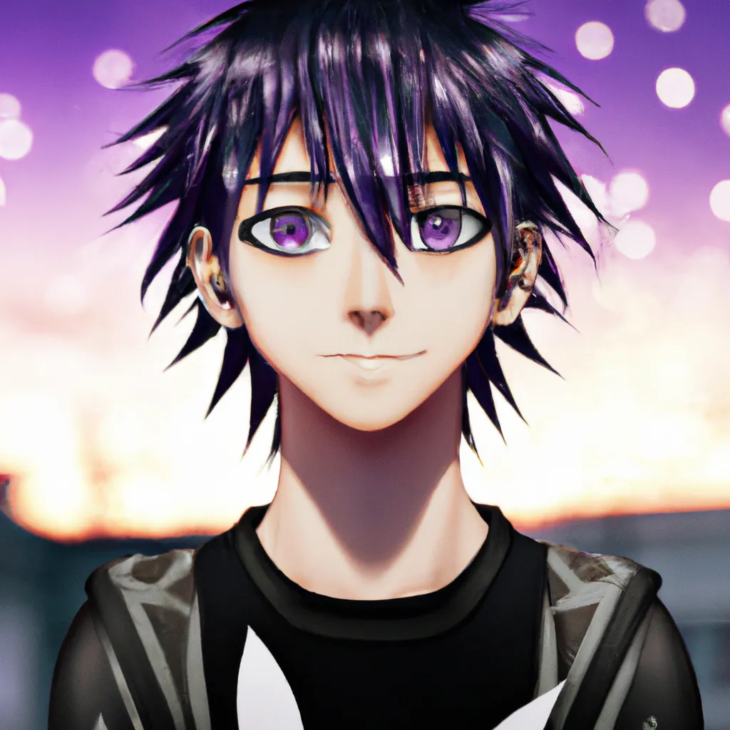 Prompt: anime boy, short purple/black hair, tan skin, hazel eyes, attractive, hot, popular drummer, edgy, tattoos, multiple piercings, popular online, kyoto animation, animation, anime, animated, 2010s anime, key visual, main character, character design, character concept, Free! anime, saturated colors, high quality, 8k, A3!, B Project, Given anime, Otame games, manhua, manhwa, a 70mm portrait, iso 100, focus mode, f/100, smiling brightly, waist up photo, locs, blasian, perfect composition, beautiful detailed intricate insanely detailed octane render trending on artstation, 8 k artistic photography, photorealistic concept art, soft natural volumetric cinematic perfect light, chiaroscuro, award - winning photograph, masterpiece, oil on canvas, raphael, caravaggio, greg rutkowski, beeple, beksinski, giger