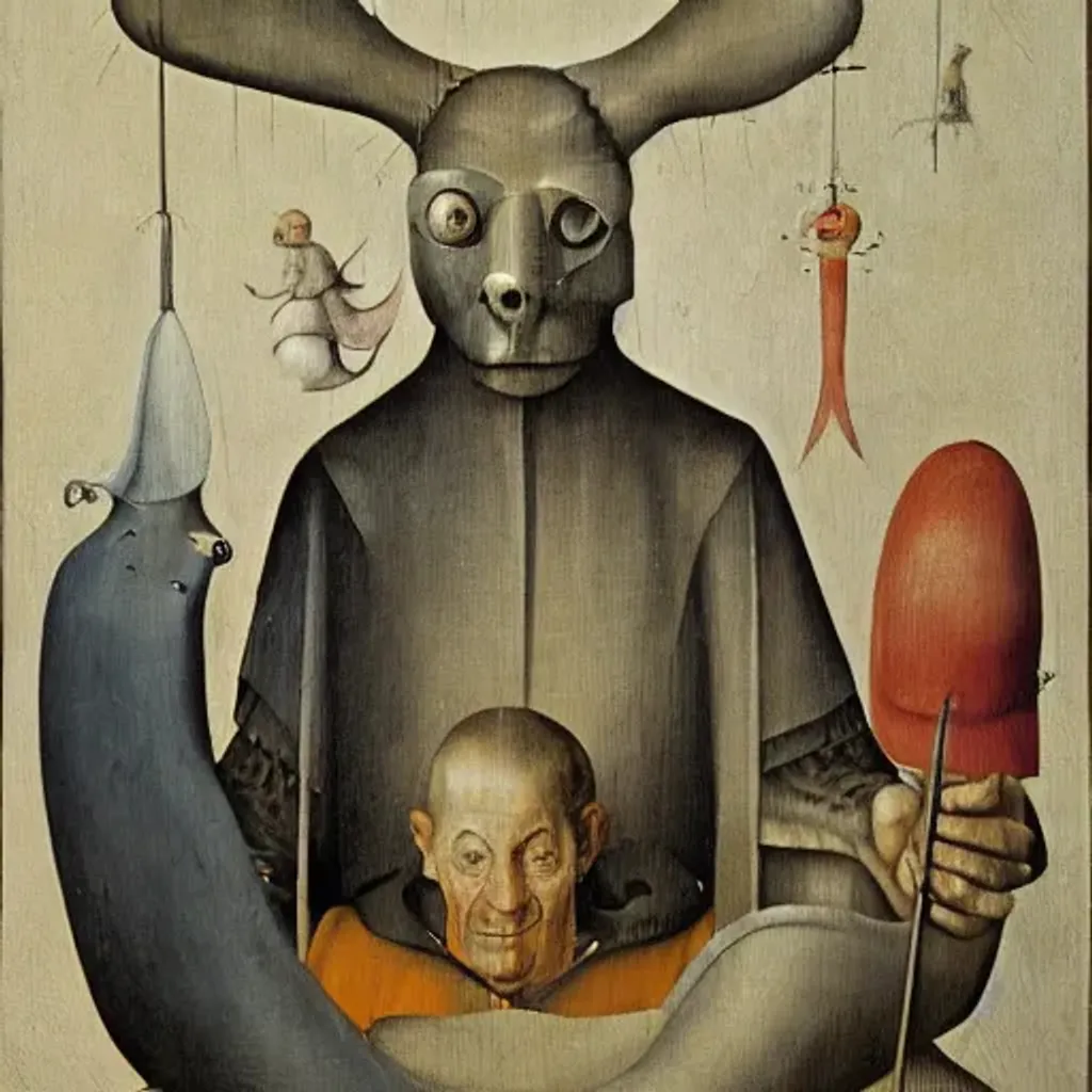 Prompt: a portrait of a character by hieronymus bosch