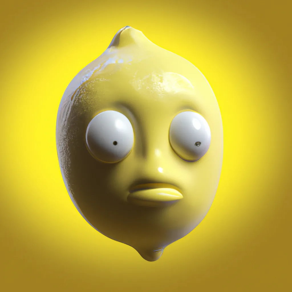 Prompt: an octane 3d render of a lemon with a face