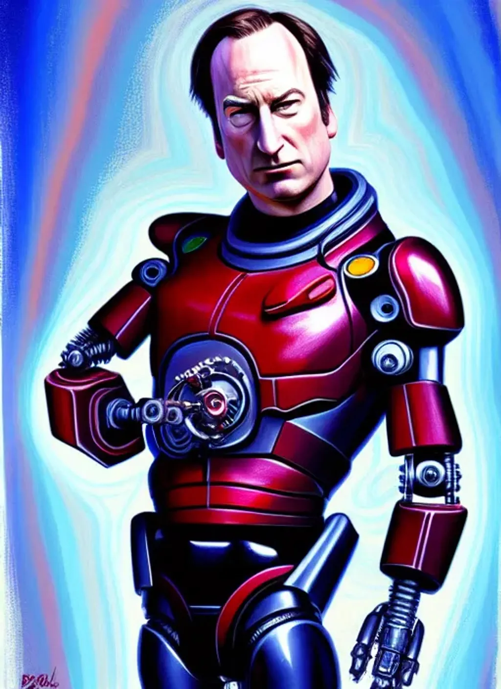 Prompt: Bob Odenkirk Cyborg, by Dave Dorman