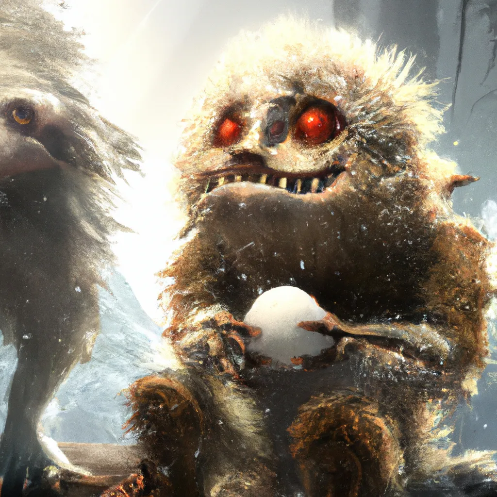 Prompt: Ultra high Quality photo |A cute little furry monster  is serving Dali and Escher and Klarwein posing as cute furry monster beasts | video game character  | made out of flora fauna | fine details and expressions | ice age | ultra high resolution octane  | midjourney | centered | photo realistic | upscale | by Artgerm Artstation 