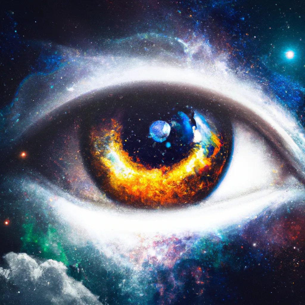 Prompt: surreal eye made of outerspace, full of galaxies, stars, nebula, in the style of futurism, futurism eye art, rich vivid colors, professional composition, realistic matte painting