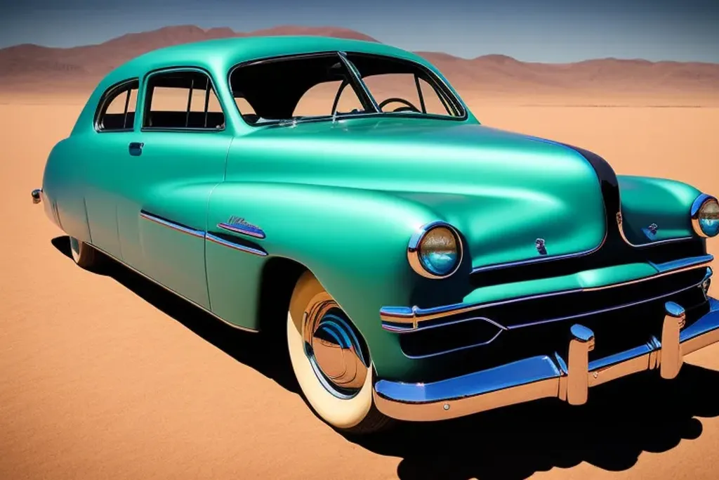 Prompt: 1951 Mercury Eight in the desert, different colours, intricate detail, car photography