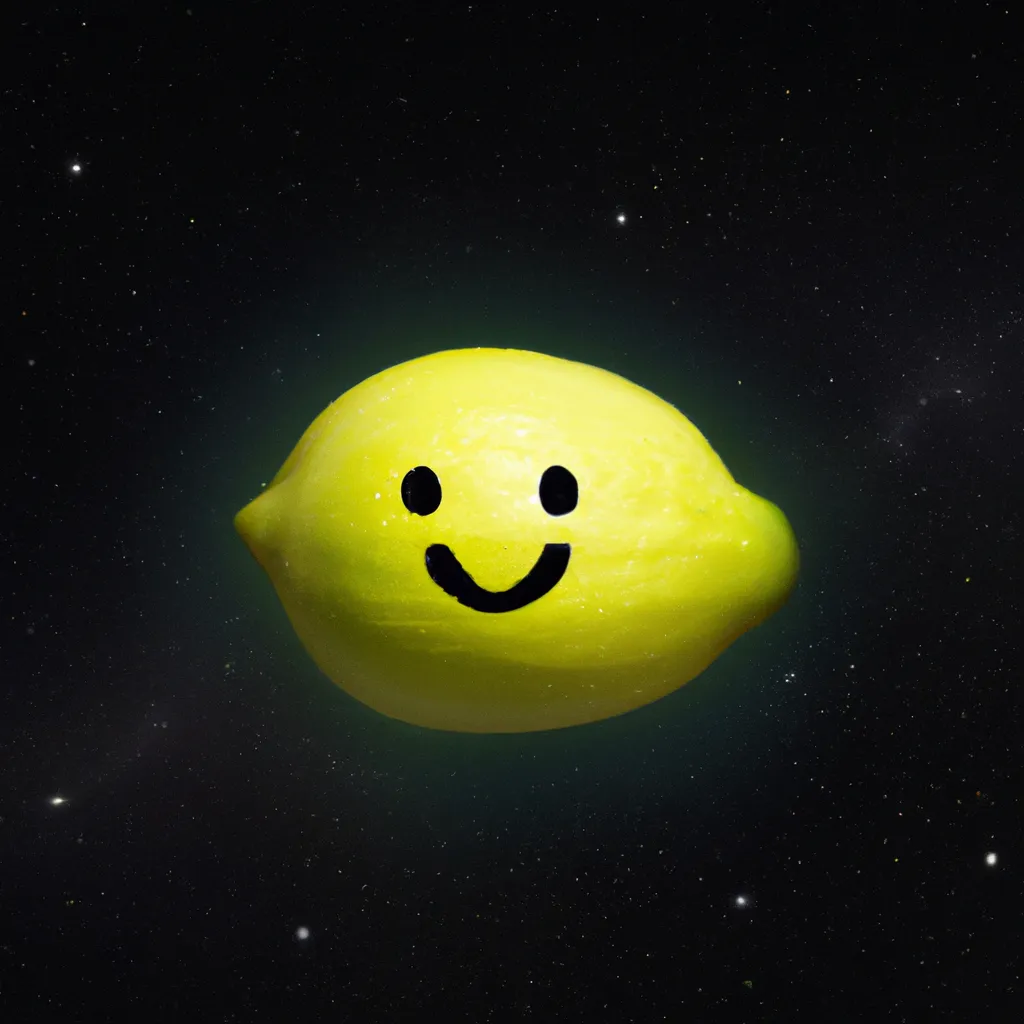 Prompt: Galaxy as a happy, smiling lemon