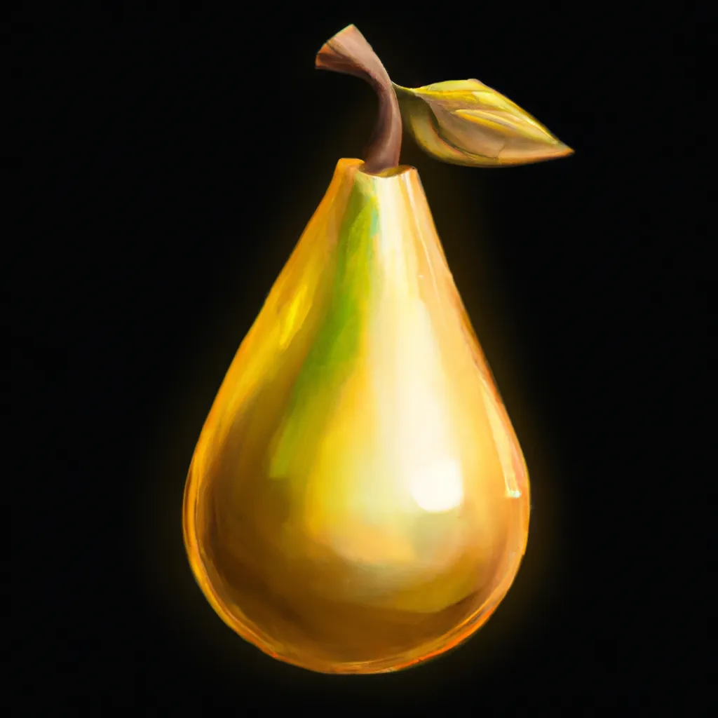 Prompt: hyperrealist detailed pear in the middle center of a black background, game item icon, 2d game asset, World of Warcraft, Guild Wars 2, digital hand painting concept art
