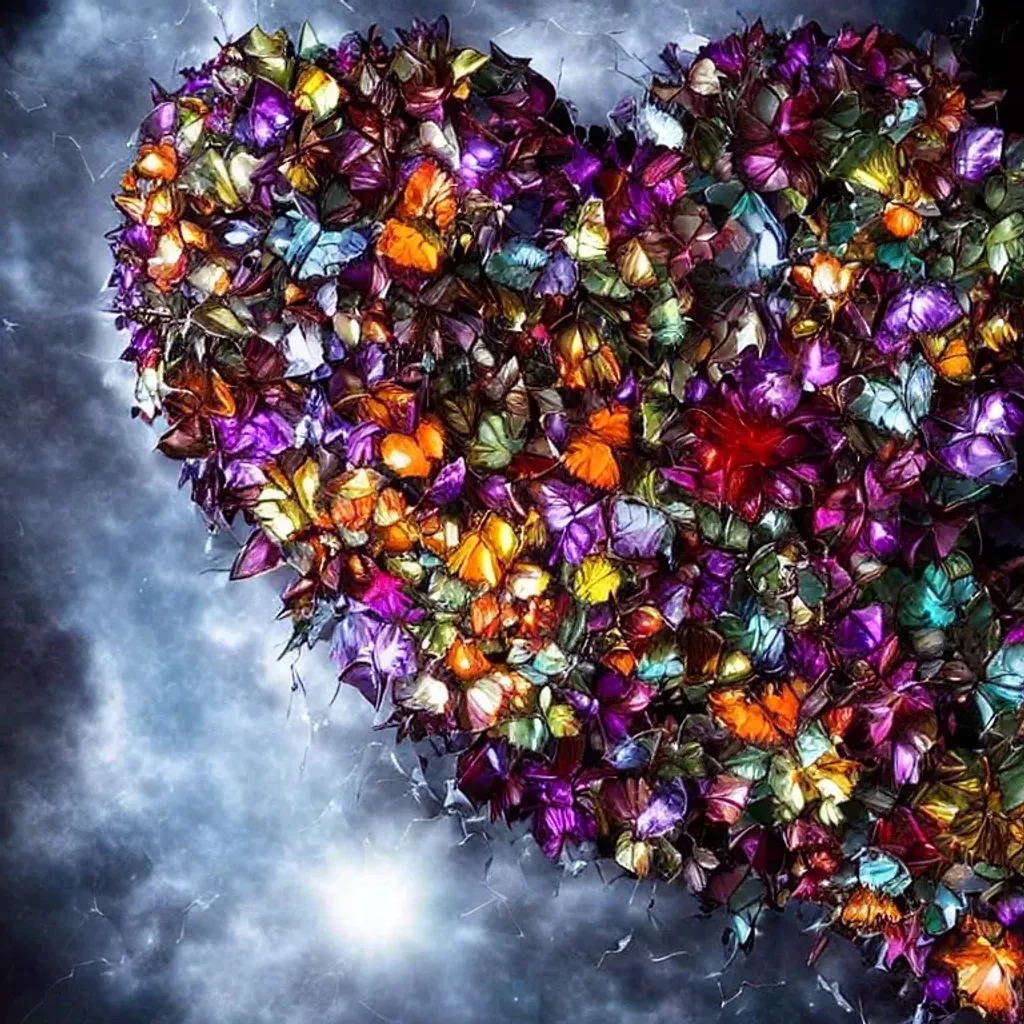 Prompt: beautiful shattered heart, digital art, highly detailed, lovely