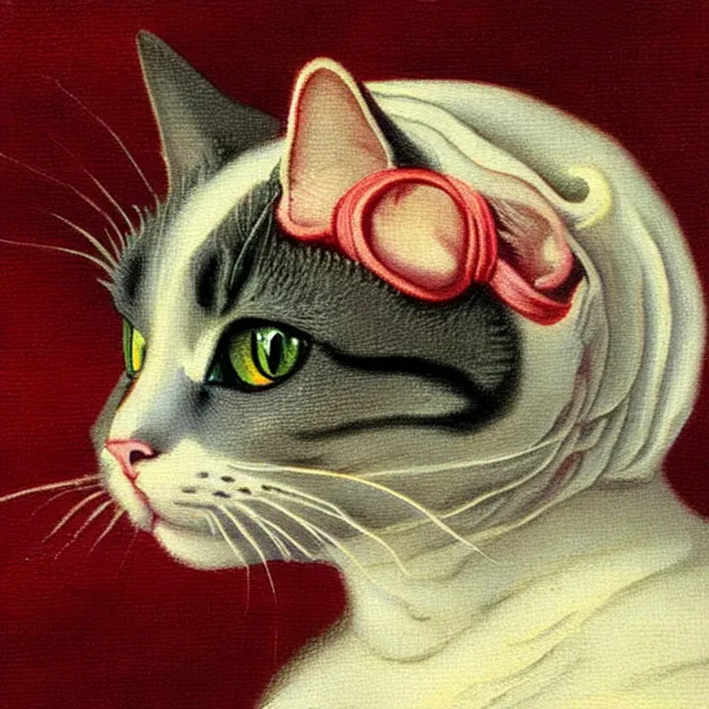 Prompt: victorian cat painting