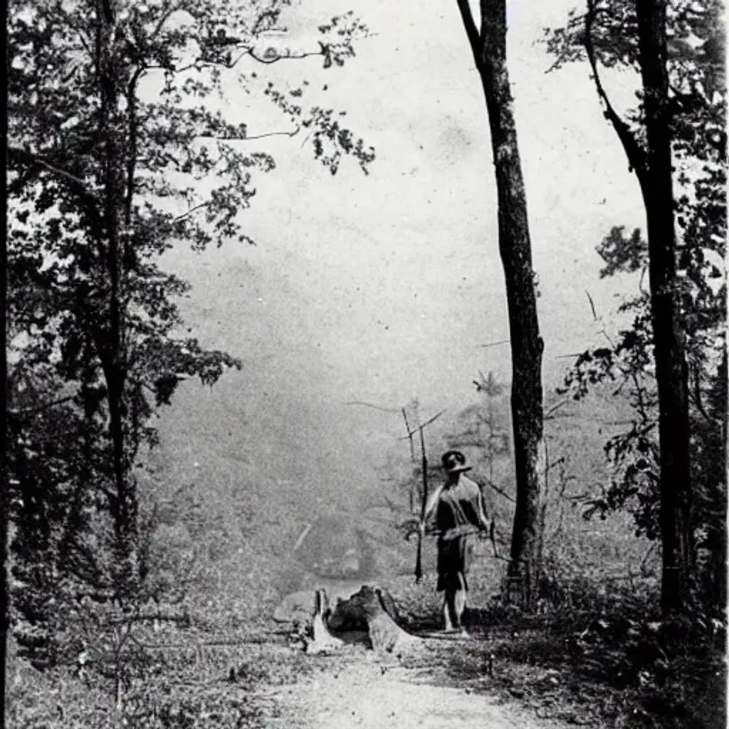 Prompt: Monster of the woods Arkansas 1926 photo 