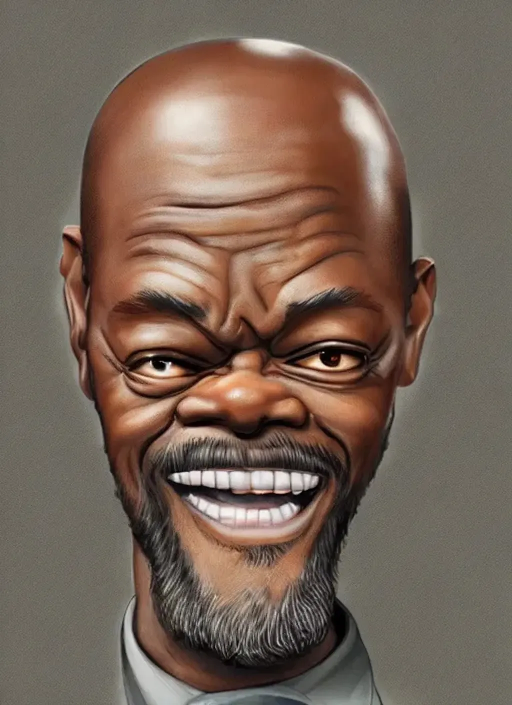 Prompt: ((((((((big big big head))))))) tiny body Samuel L. Jackson, big head tiny body, big smile, perfect teeth, highly detailed facial features, comic style, caricature style, intricate, vivid color, highly detailed,  cinematic, digital art, sharp focus, trending on art station, 