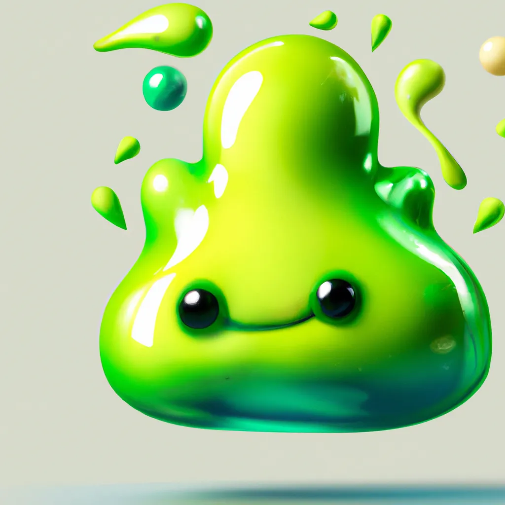 Prompt: a cute green slime, digital art 