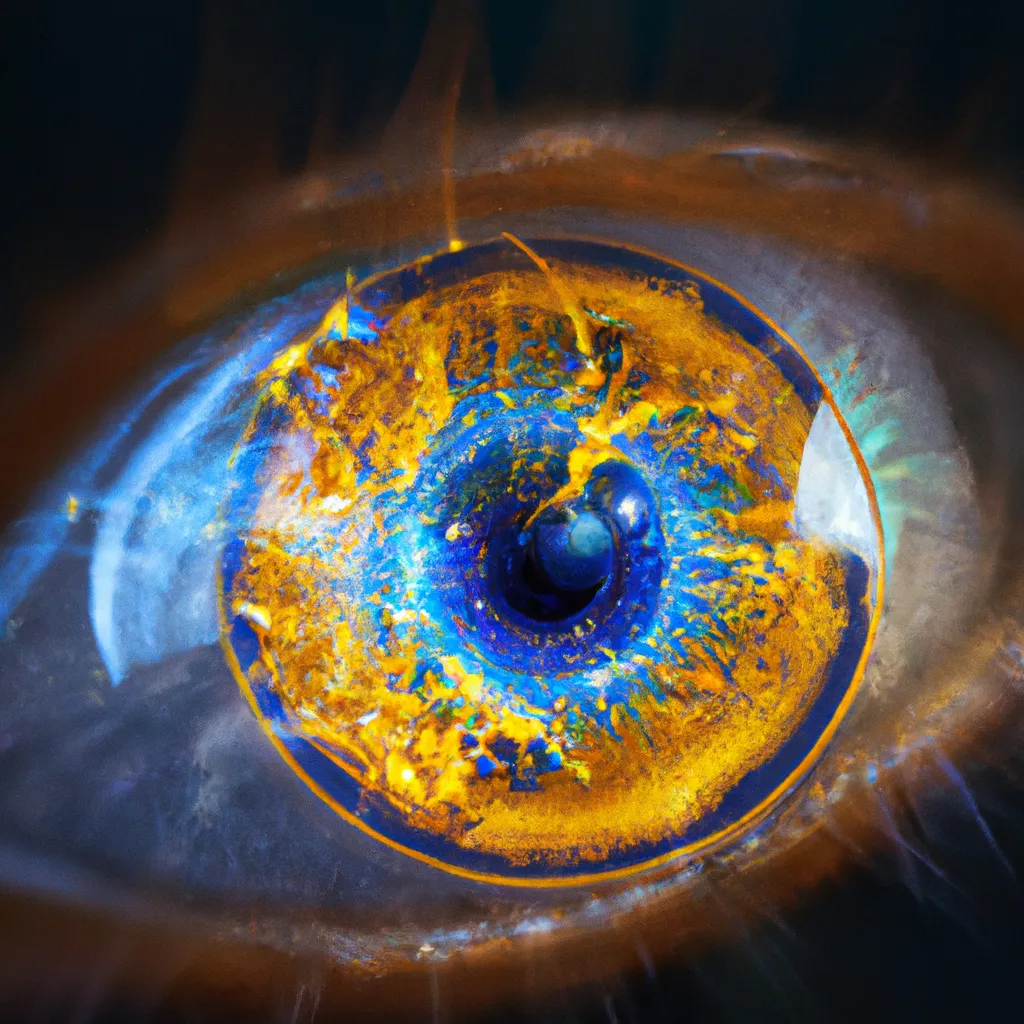 Prompt: photorealistic human eye | iris made of gold and neon blue galaxies, stars, nebula, in the style of futurism, futurism eye art, splash art, rich deep colors, professional composition, award-winning matte painting, 32k poster art, HSV, shot on a Nikon Z9, bokeh effect, magical lighting