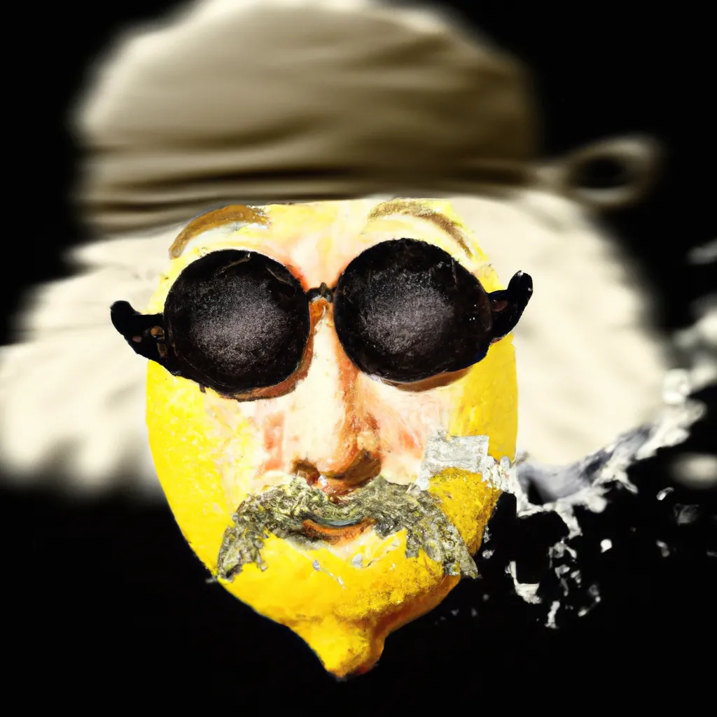 Prompt: A sentient Lemon scientist  moving through the locus of an infinite space time curve touching the omega point that conditions the whole multiverse, hyper detailed, all theoretical information portrayed from the vantage the Lemon that is traveling on an indestructible surfboard made of crystalized lemonade and features the icon ofabeautiful female lemon character 