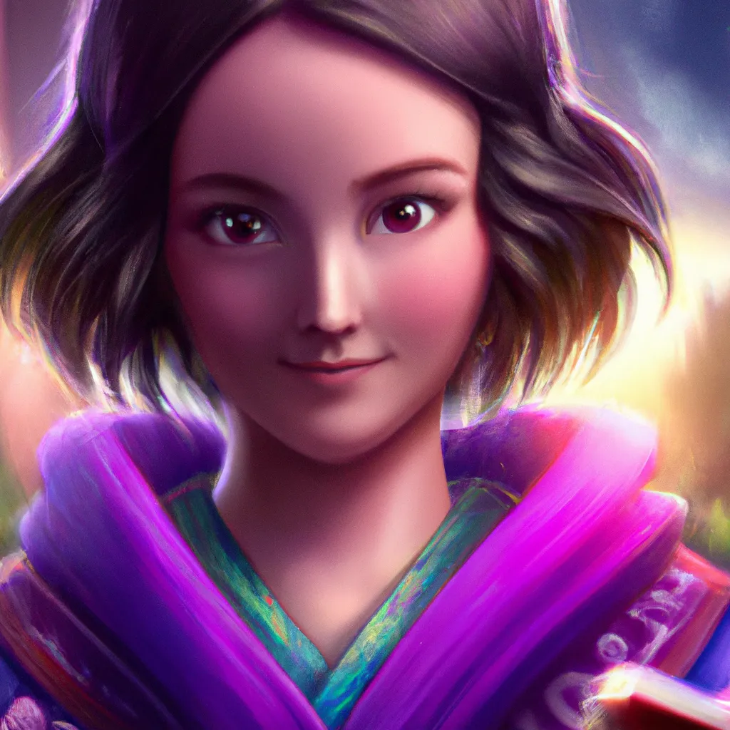 Prompt: An oil painting rendered in Pixar Style, Anime girl wearing a purple robe dressed in fantasy robes, jean - baptiste monge, anthropomorphic, dramatic lighting, 8k, portrait, realistic, fine details, photorealism, cinematic, intricate details, cinematic lighting, photo realistic 8k