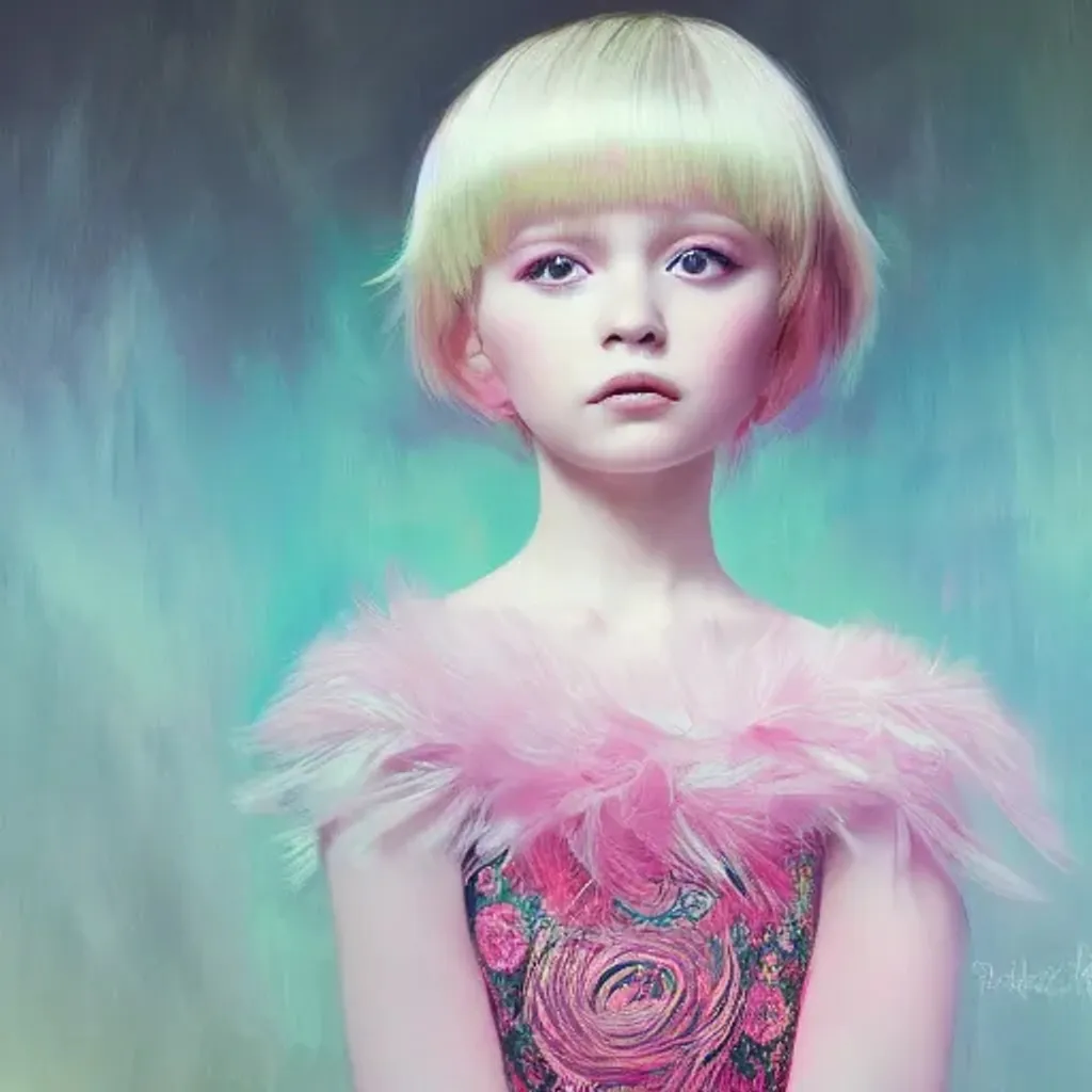 beautiful little girl with an pink excentric haircut... | OpenArt