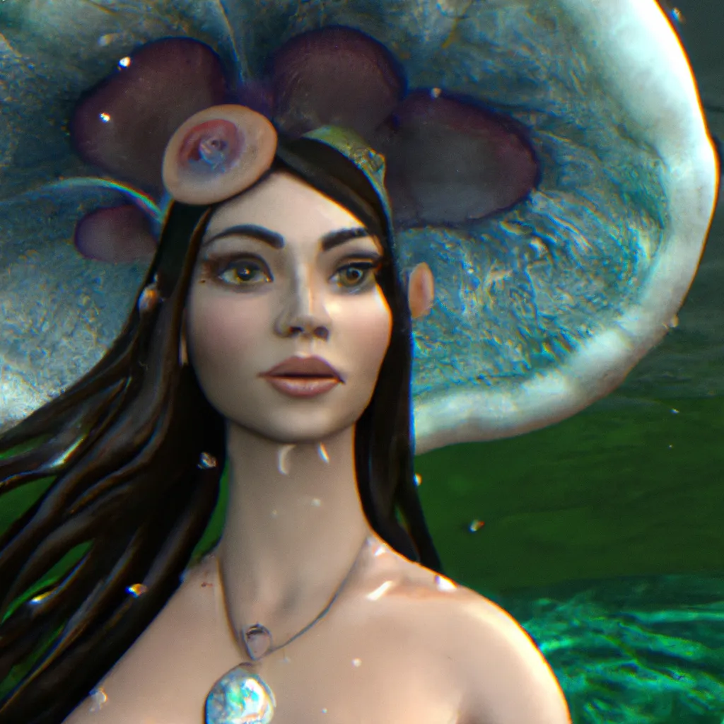 Prompt: A stunningly beautiful mermaid girl, 8k, mushroom hat, fantasy, hyper sharp focus, super resolution, stunning intricate detail, pixar, disney, animation, anime, animated, dramatic lighting, hyper resolution, octane render, fantasy, cinematic lighting, ultra realistic 4k