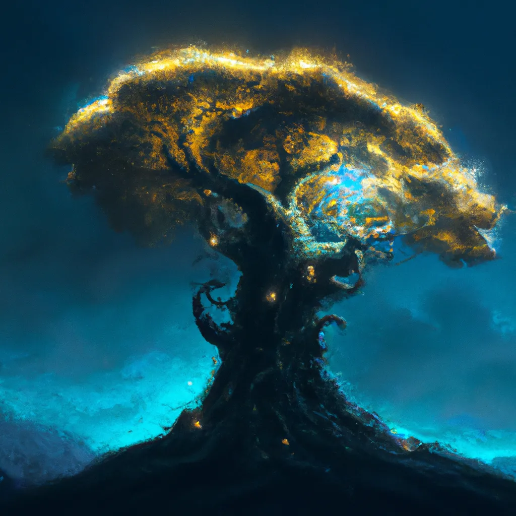 Prompt: digital art of a magical oak tree, majestic, giant, night-time, during night time, art by Stephan Martiniere, Trending on ArtStation