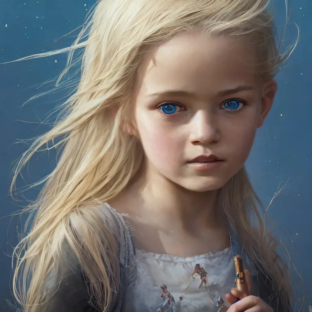 Prompt: Portrait of {little girl} with {blond} hair and with cute face, {sky}, perfect composition, hyperrealistic, super detailed, 8k, high quality, trending art, trending on artstation, sharp focus, studio photo, intricate details, highly detailed, by greg rutkowski