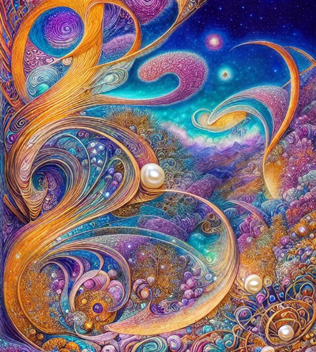 Prompt: an intersection in time of nature and technology, cream pearl indigo silver crossroads by Josephine Wall, Android Jones, Victo Ngai, ink on paper, acrylic, airbrush 128K UHD Unreal Engine 5, pi, fractal, fBm