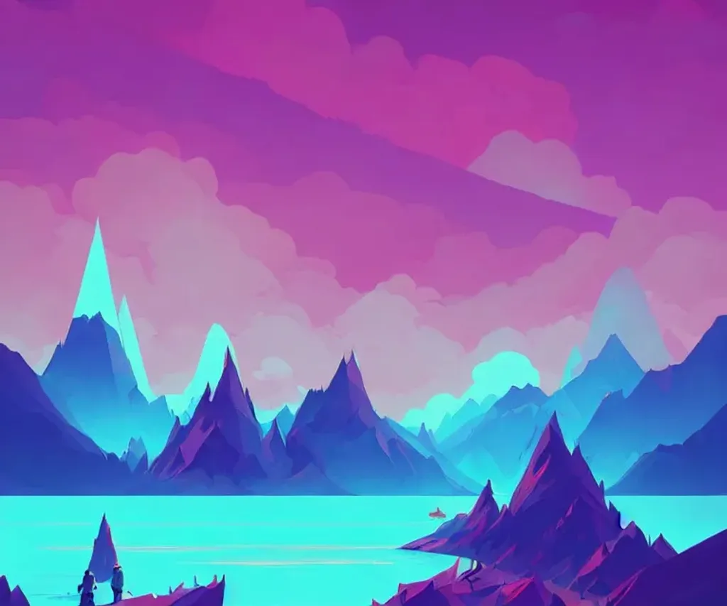 Prompt:  mountains and lake, fantasy art, digital painting, concept art, Victor Mosquera, Anton Fadeev, cool colors, cinematic lighting
