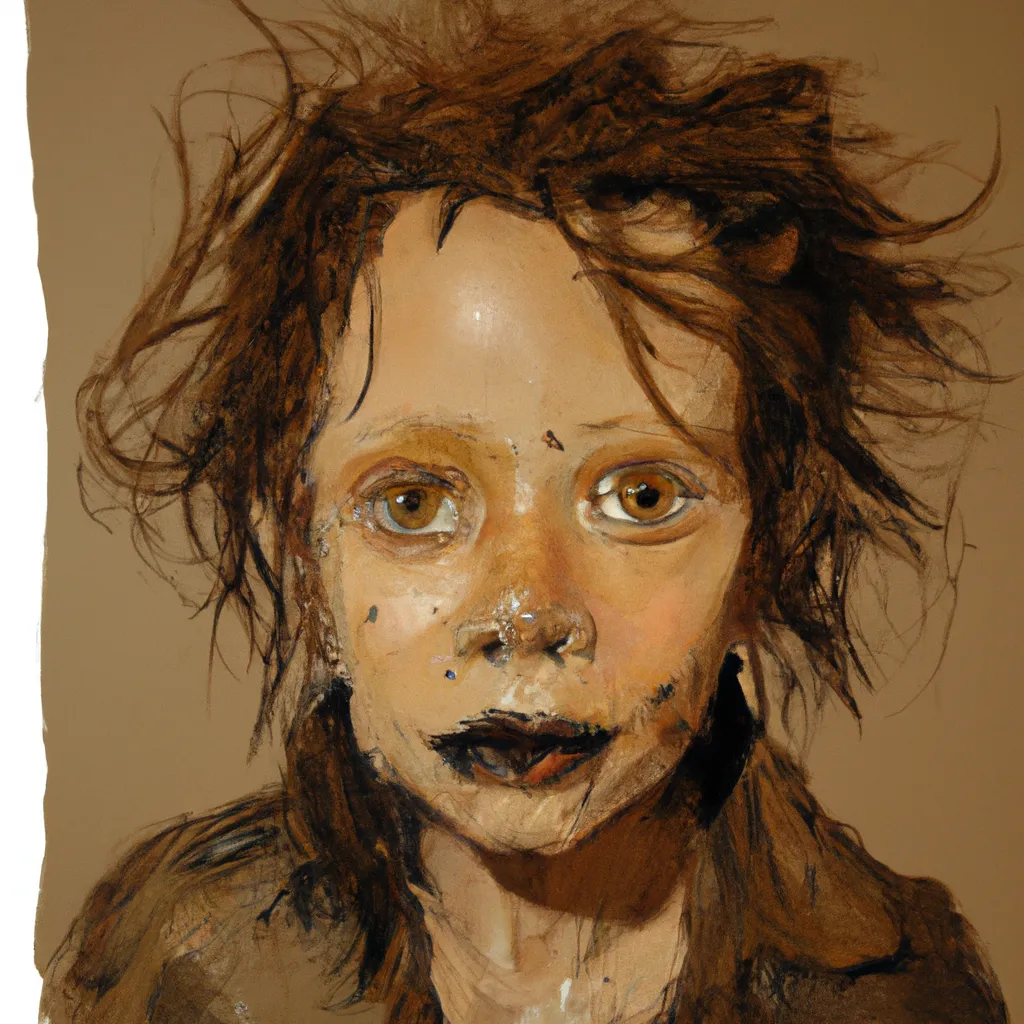 Prompt:  Girl With Messy Hair and Dirty Face, by Cecily Brown 