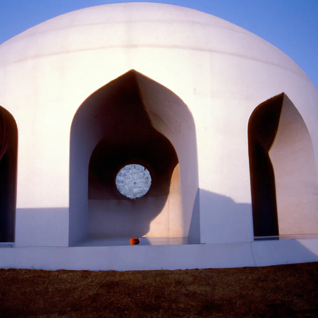 Prompt: a building with a circular design in the middle of it, in the style of Sardar Sobha Singh, shutterstock contest winner, hurufiyya, photo taken with ektachrome, creative commons attribution, intricate patterns