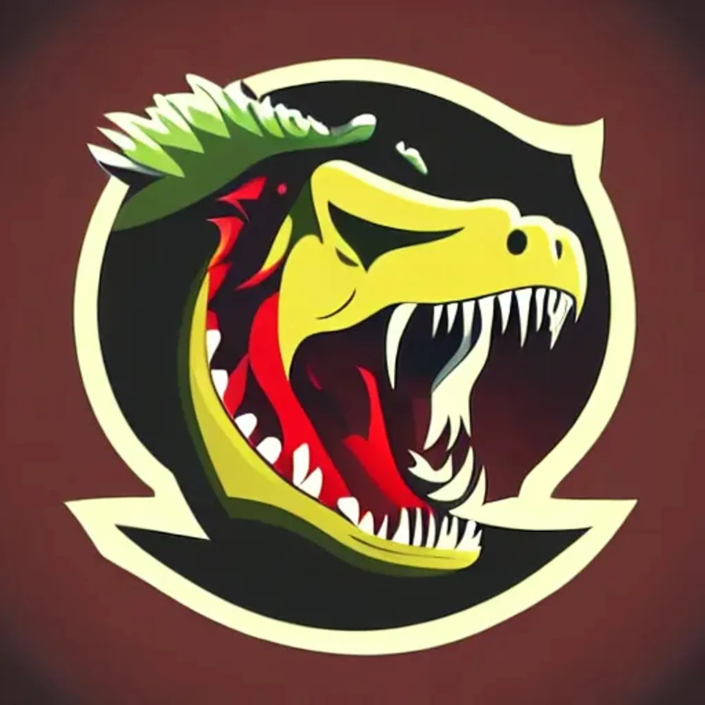 Prompt: 2d ferocious {t rex}, vector illustration, angry eyes, football team emblem logo, 2d flat, centered