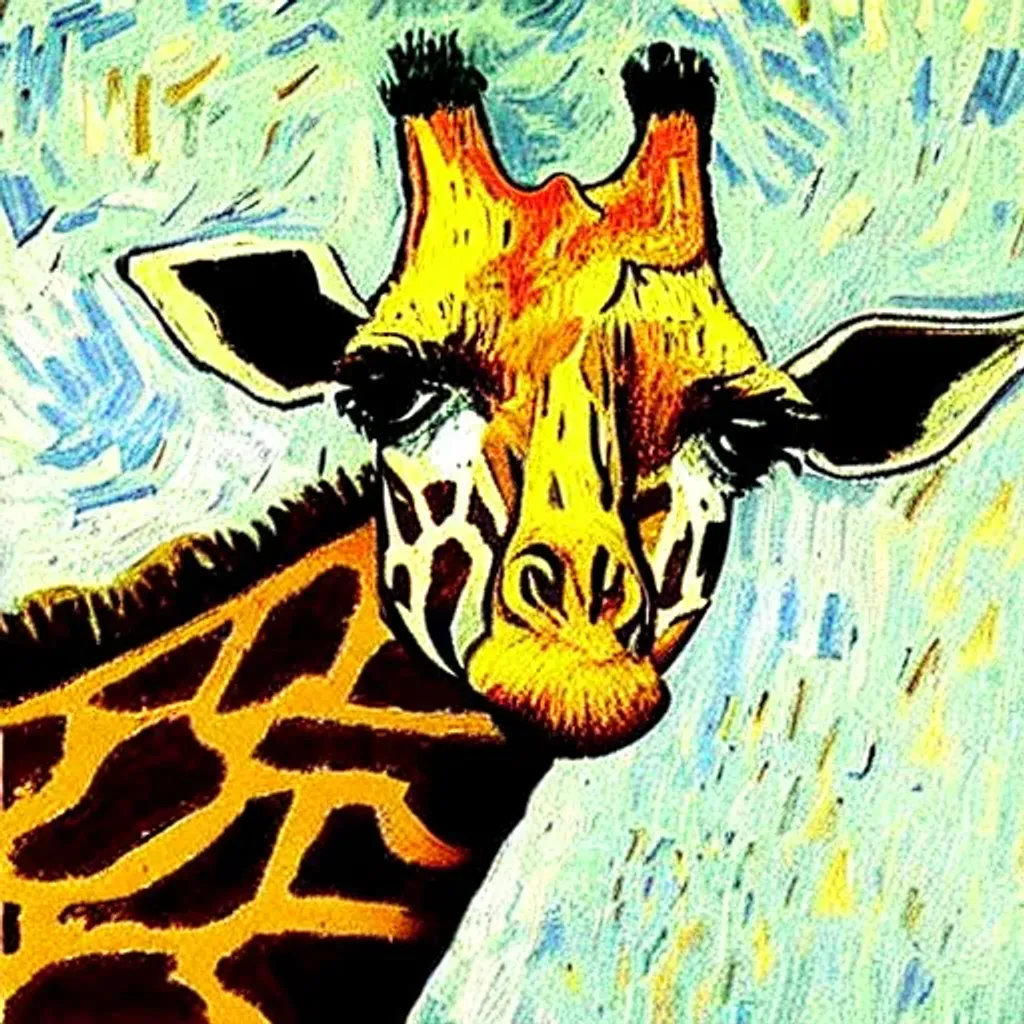 giraffe on a plane van gogh style | OpenArt