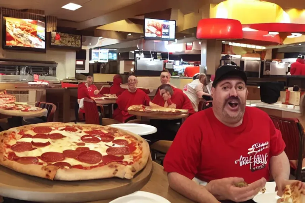 Pizza Hut Buffet With Hungry Middle Aged Man OpenArt