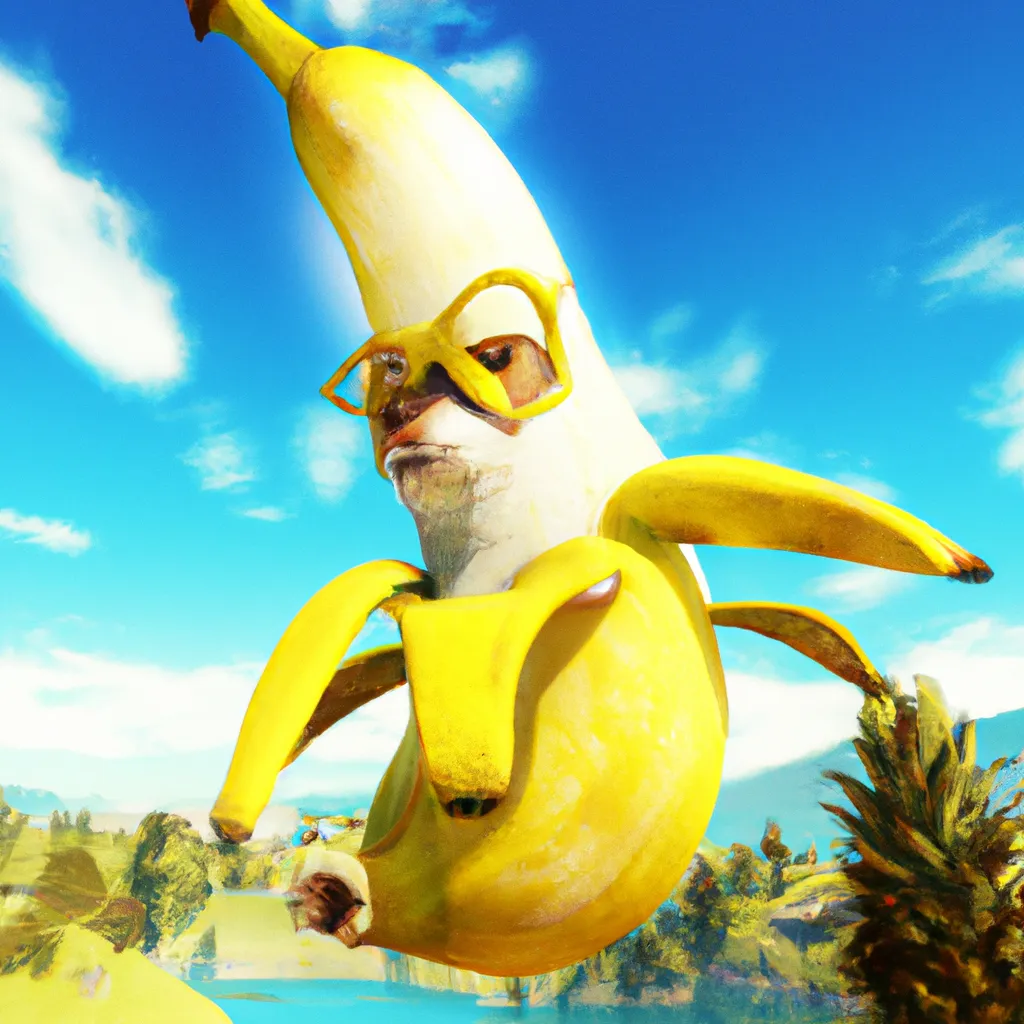 Video game character with a banana