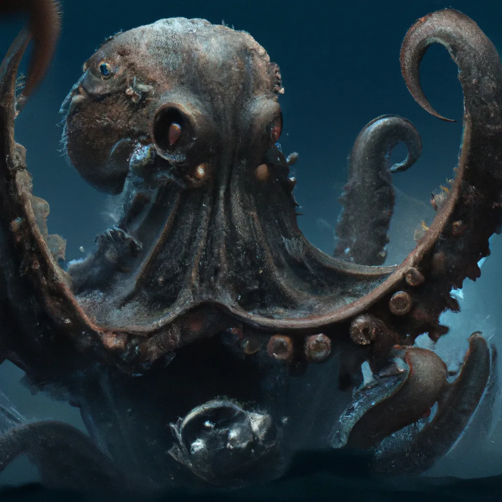 Prompt: Deep-sea octopus, monsters, game scene, Unreal Engine 5, octane render, intricate, elegant, highly detailed, digital painting, artstation, concept art, smooth, sharp focus, illustration, art by Tom Bagshaw, Artgerm and Greg Rutkowski
