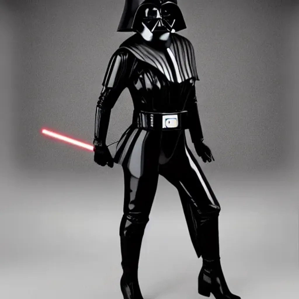 Prompt: Mrs Darth Vader; no helmet; full body view