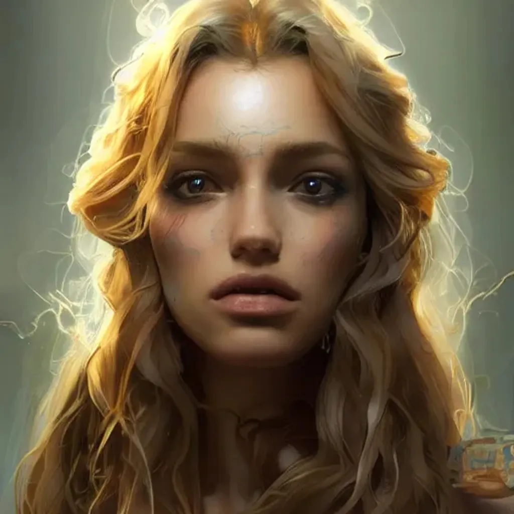 Prompt: pretty woman with long curly blonde hair
Chiseled body, Close-up head and shoulders portrait, 8k resolution concept art portrait by Greg Rutkowski, Guweiz, Artgerm, WLOP, Alphonse Mucha dynamic lighting hyperdetailed intricately detailed Splash art trending on Artstation triadic colors Unreal Engine 5 volumetric lighting, dark