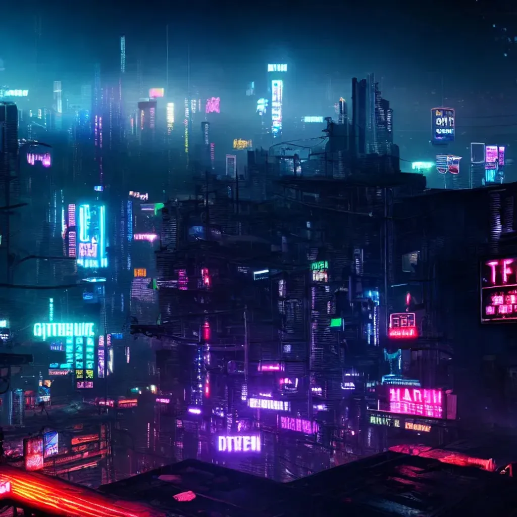 a grungy and dirty cyberpunk city, neon lights, cine... | OpenArt