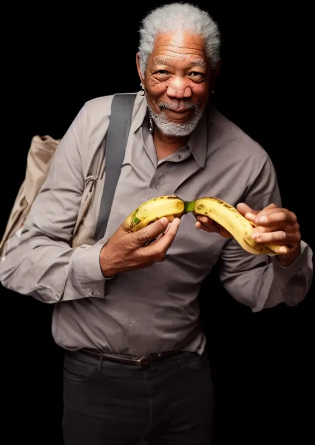 Prompt: Morgan Freeman holding a banana, 4K, 8K, High resolution