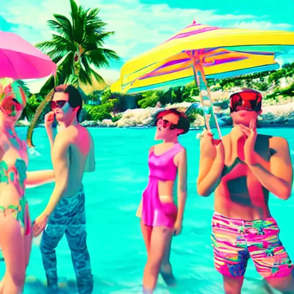 Prompt: summer beach vaporwave 
