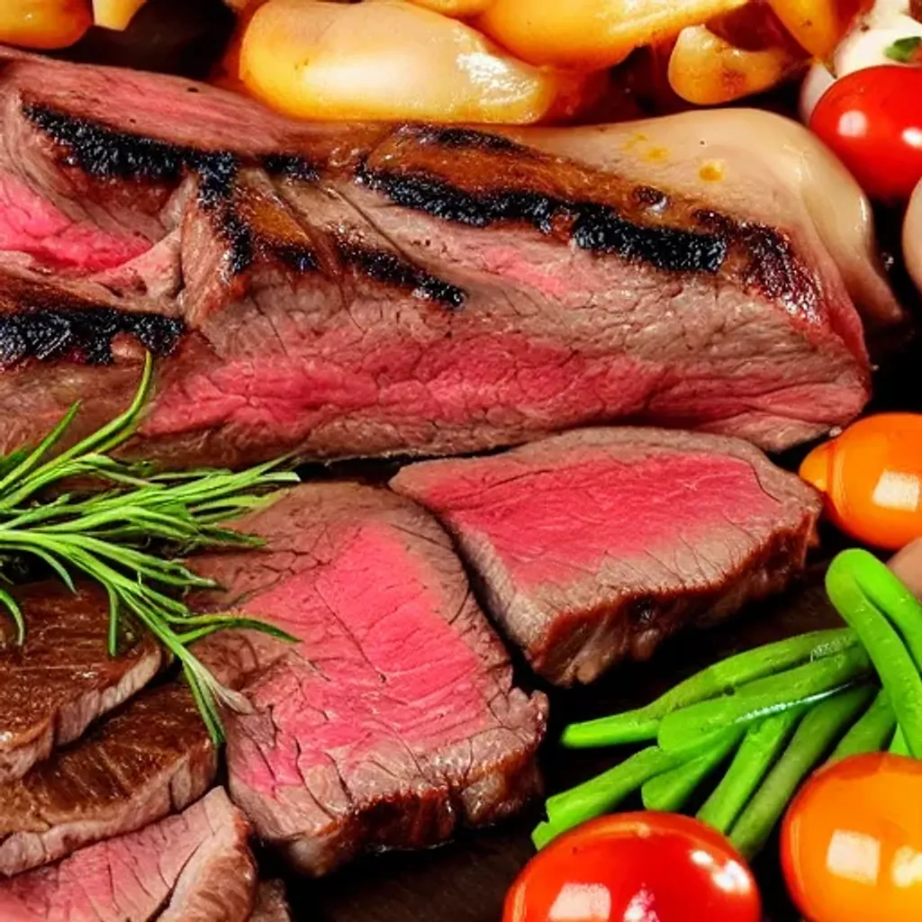 Prompt: food, meat, highly detailed, tasty, steak, lighting, medium-rare meat