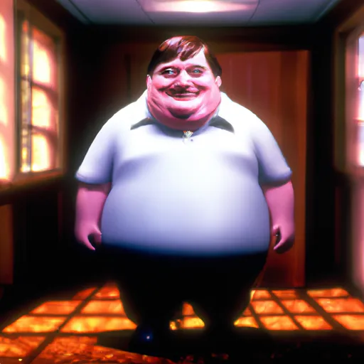 Prompt: A still of Peter Griffin in the shining 