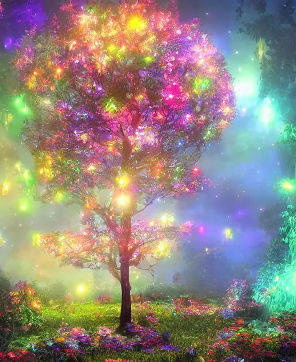 Prompt: cycles render, matisse enchanted magical fairy tree fantasy art warm light, mystic air, art, HD fairy lights, hyperdetailed, beautiful, complex details, 32k high definition volume, professional matte painting, bright deep colors