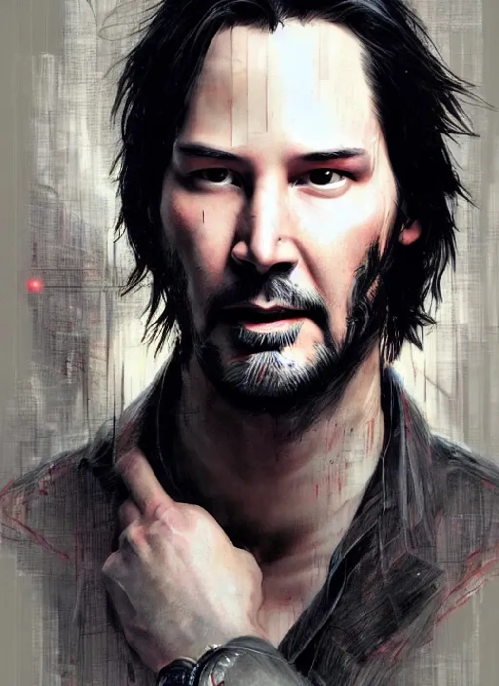 Prompt: raphaelite portrait of keanu reeves, concept art, comic book cover, rossdraws, greg rutkowski, photorealism, intricate details